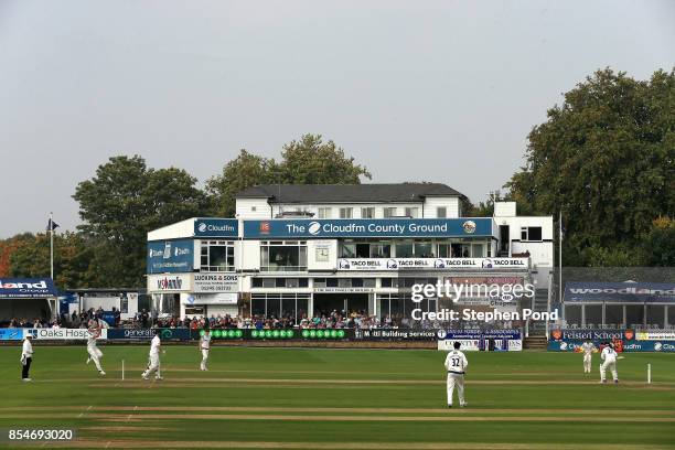 General view of the action during day three of the Specsavers County Championship Division One match between Essex and Yorkshire at the Cloudfm...