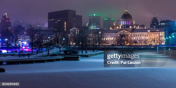 winter in old montreal - bonsecours market stock pictures, royalty-free photos & images
