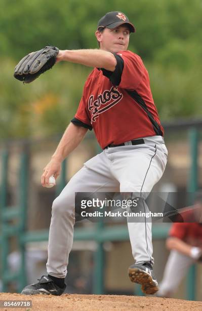 Brian Moehler of the Houston Astros pitches against the Detroit Tigers during the spring training game at Joker Marchant Stadium on March 17, 2009 in...