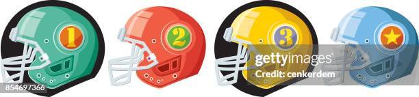 american football helmet set - fútbol americano stock illustrations