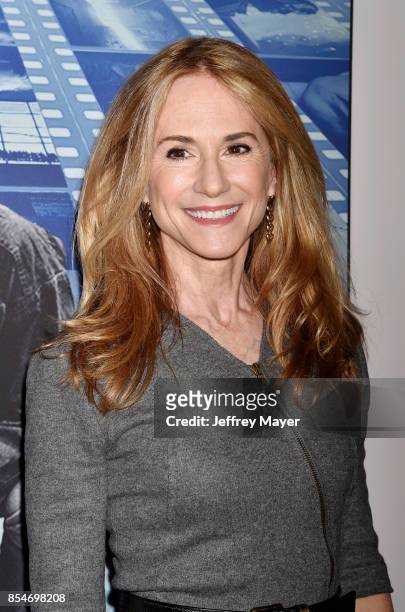 Actress Holly Hunter arrives at the Premiere Of HBO's 'Spielberg' at Paramount Studios on September 26, 2017 in Hollywood, California.