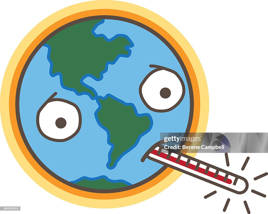 The World With A High Temperature Thermometer High-Res Vector