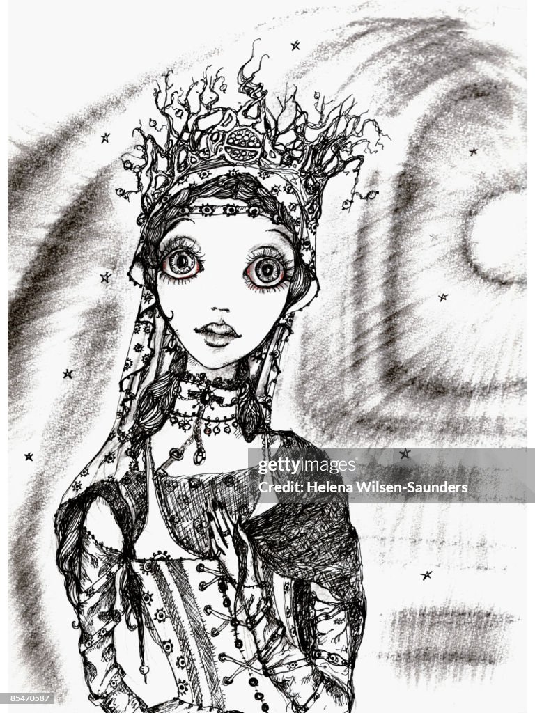 A woman dressed in fancy costume