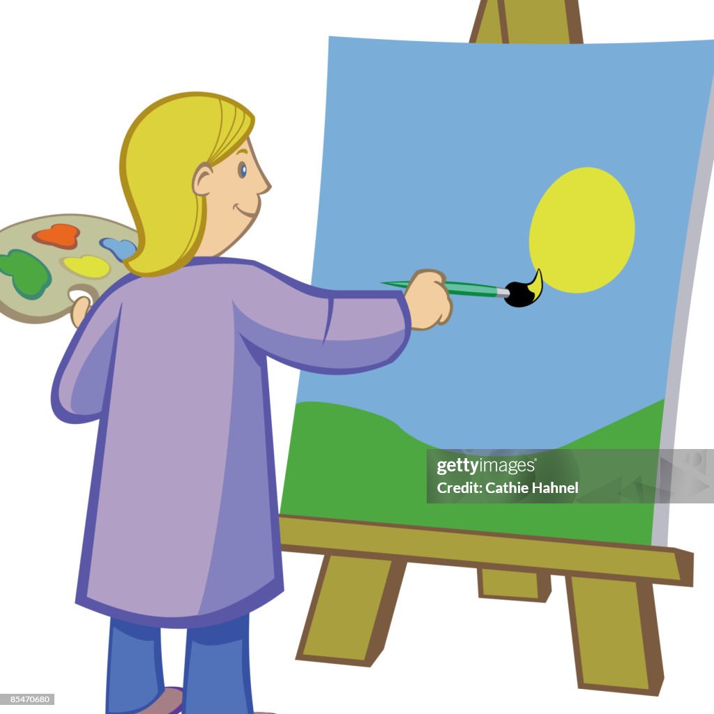 A woman painting