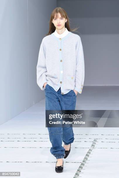 Maria Clara walks the runway during the Lacoste show as part of the Paris Fashion Week Womenswear Spring/Summer 2018 on September 27, 2017 in Paris,...