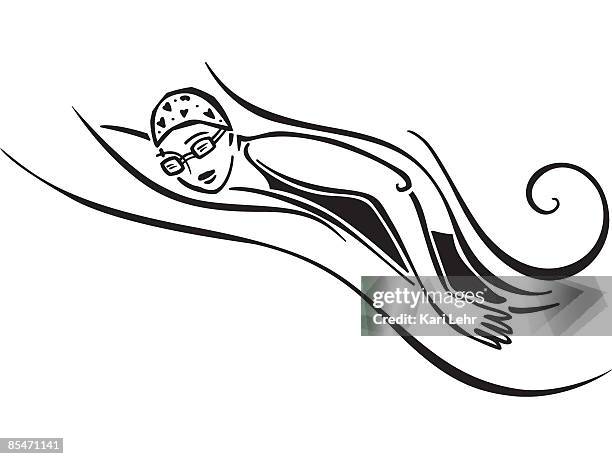 a woman swimming - freestyle swimming stock illustrations