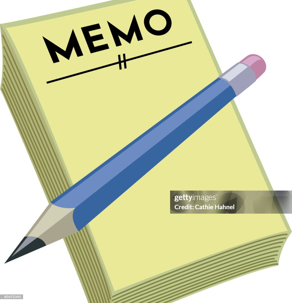 A memo note pad and pencil