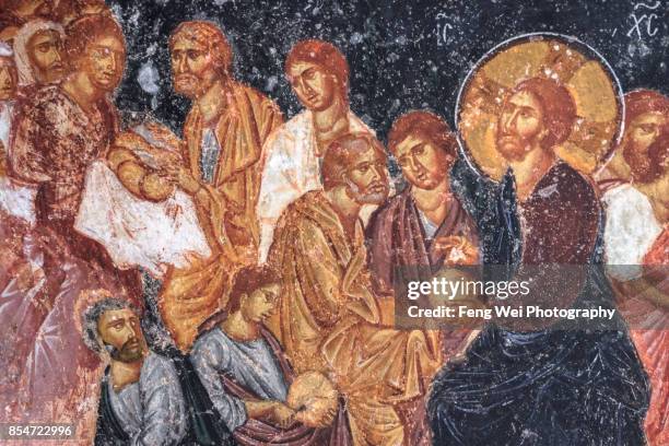 interior ceiling fresco, hagia sophia, trabzon, black sea region, turkey - fresco stock pictures, royalty-free photos & images