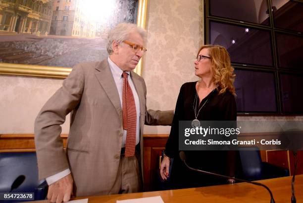 Senator Luigi Manconi and Ilaria Cucchi, sister of of Stefano Cucchi, attend a press conference ahead of the trial of five Military Police officers...