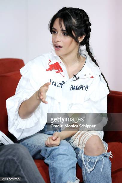 Singer-songwriter Camila Cabello speaks with host Elvis Duran on his new iHeart Live show when she visits "The Elvis Duran Z100 Morning Show" at Z100...