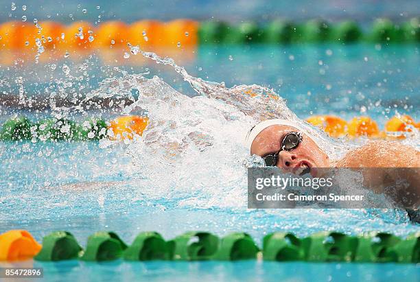 Lisbeth Trickett of SOPAC swim club competes in the womens 200m freestyle heats during day two of the 2009 Australian Swimming Championships at the...