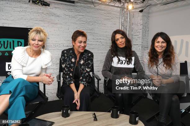 Kate Thirnton, Denise Welch, Jenny Powell and Julie Graham pose for a photo after discussing the medias role in ageism during a BUILD LND event at...