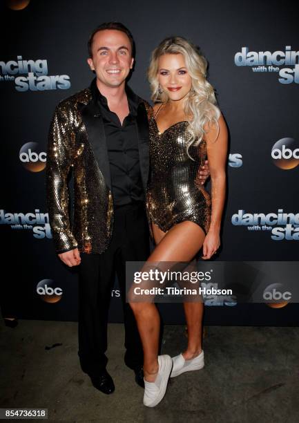 Frankie Muniz and Witney Carson attend 'Dancing With The Stars' season 25 taping at CBS Televison City on September 26, 2017 in Los Angeles,...