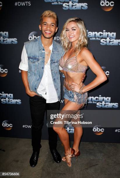 Jordan Fisher and Lindsay Arnold attend 'Dancing With The Stars' season 25 taping at CBS Televison City on September 26, 2017 in Los Angeles,...