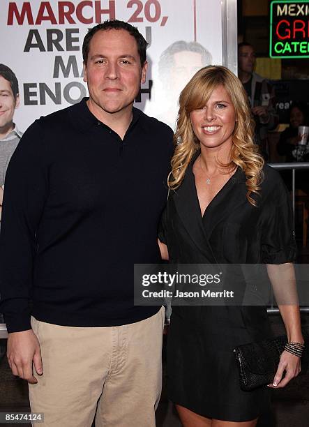 Actor/director Jon Favreau and his wife Joya Tillem arrive at the Dreamworks' premiere of "I Love You, Man" held at Mann's Village Theater on March...