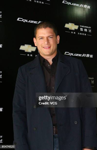 Wentworth Miller, hero of the hot TV series "Prision break" is interviewed while promoting a Chevrolet car March 17, 2009 in Shanghai, China.