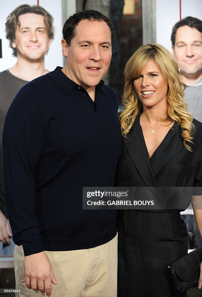 Joya Tillem Actor Jon Favreau arrives with his wife Joya Tillem at the premiere