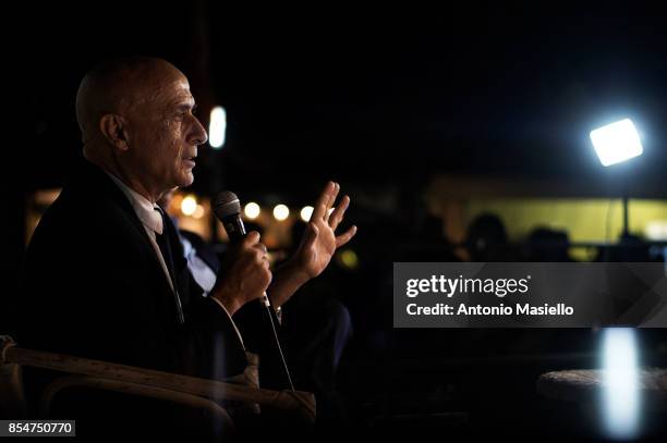 Italian Interior Minister Marco Minniti speaks during the festival dell'Unità in Rome, Italy on September 27, 2017. Festival dell'Unità is an annual...