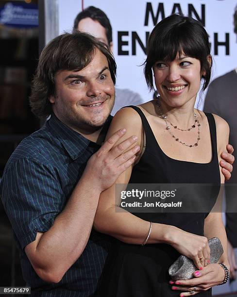 Actor Jack Black and wife actress Tanya Haden arrive at the Los Angeles Premiere "I Love You Man" at the Mann's Village Theater on March 17, 2009 in...