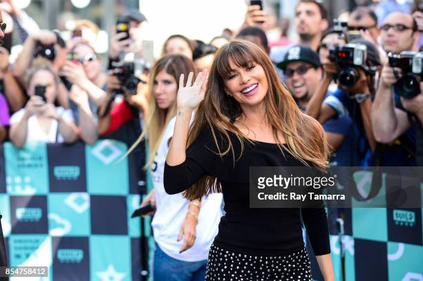Actress Sofia Vergara enters the "AOL Build" taping at the AOL Studios on September 27, 2017 in New York City.