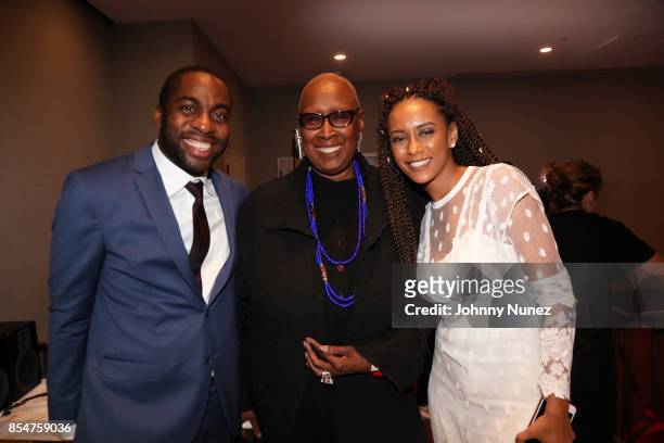 Lázaro Ramos, Judith Jamison, and Tais Araújo attend MIPAD Presents An Evening With The Class Of 2017 at ONE UN New York on September 26, 2017 in New...