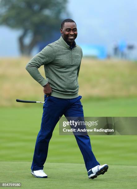 Former footballer Andy Cole during the pro am ahead of the British Masters at Close House Golf Club on September 27, 2017 in Newcastle upon Tyne,...