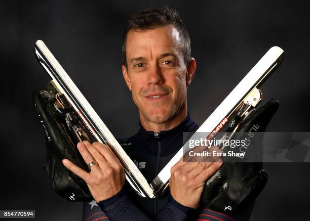 Speedskater KC Boutiette poses for a portrait during the Team USA Media Summit ahead of the PyeongChang 2018 Olympic Winter Games on September 27,...