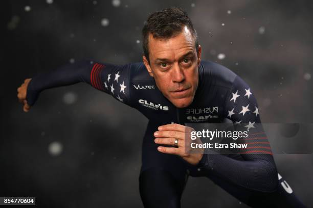 Speedskater KC Boutiette poses for a portrait during the Team USA Media Summit ahead of the PyeongChang 2018 Olympic Winter Games on September 27,...