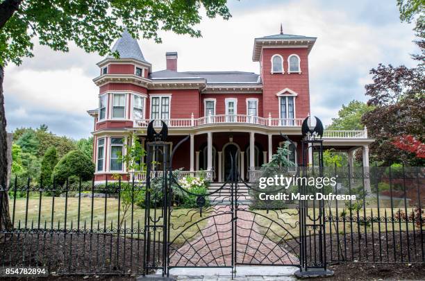 front view of stephen king's house in bangor maine during summer day - bangor maine stock pictures, royalty-free photos & images