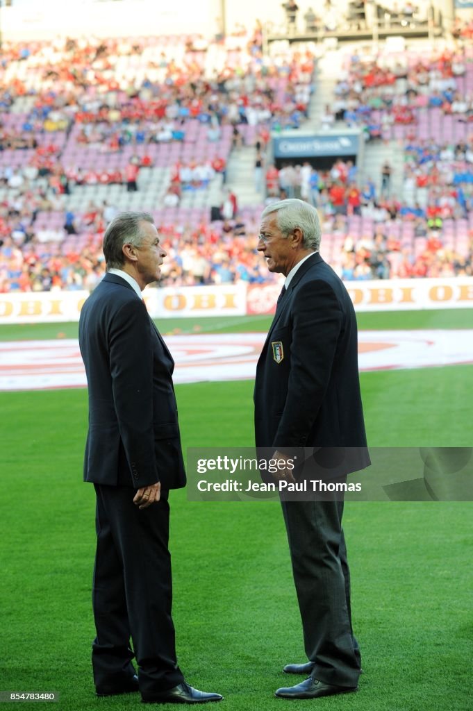 Ottmar HITZFELD - Marcello LIPPI -  05.06.2010 - Suisse / Italie - Match de preparation Coupe du Monde 2010 - Stade de Geneve -