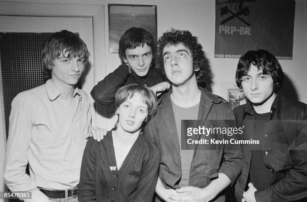 English rock group The Fall, Manchester, 21st December 1977. Left to right: singer and lyricist Mark E. Smith, keyboardist Una Baines guitarist...