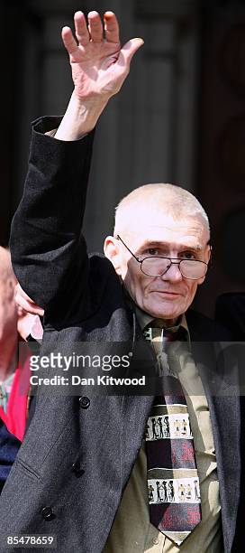 Sean Hodgson, one of the longest-serving victims of a miscarriage of justice, stands on the steps of the High Court after being released on March 18,...