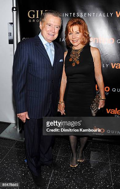 Personality Regis Philbin and Joy Philbin attend the premiere of "Valentino: The Last Emperor" at The Roy and Niuta Titus Theater at The Musuem of...