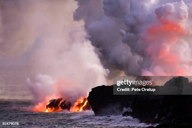 bigger big island - lava ocean stock pictures, royalty-free photos & images