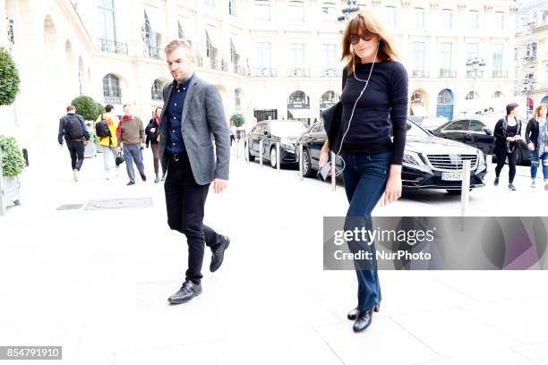 Carla Bruni Sarkozy arrives at the Ritz Hotel in Paris, France, on September 27, 2017.