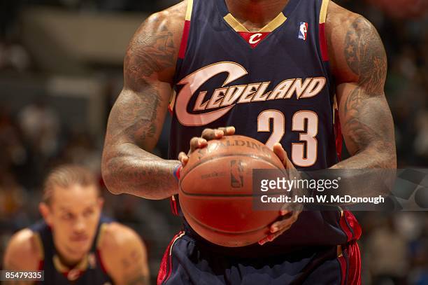 Closeup of tattoos on arms of Cleveland Cavaliers Lebron James during game vs Los Angeles Clippers. Los Angeles, CA 3/10/2009 CREDIT: John W....