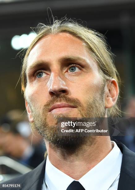 Anderlecht coach Nicolas Frutos looks on ahead of the UEFA Champions League Group B football match RSC Anderlecht vs Celtic FC at The Constant Vanden...