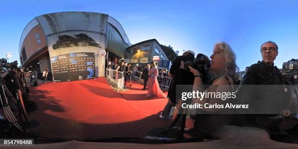 Actress Monica Belucci arrives at the Velodromo to recives the Donosti Award during the 65th San Sebastian International Film Festival on September...