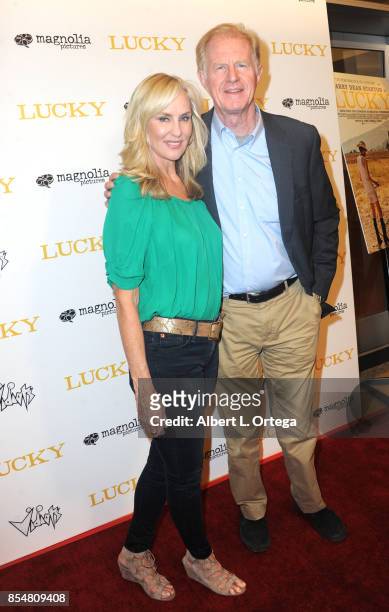 Rachelle Carson and actor Ed Begley Jr. Arrive for the Premiere Of Magnolia Pictures' "Lucky" held at Linwood Dunn Theater on September 26, 2017 in...