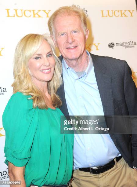 Rachelle Carson and actor Ed Begley Jr. Arrive for the Premiere Of Magnolia Pictures' "Lucky" held at Linwood Dunn Theater on September 26, 2017 in...
