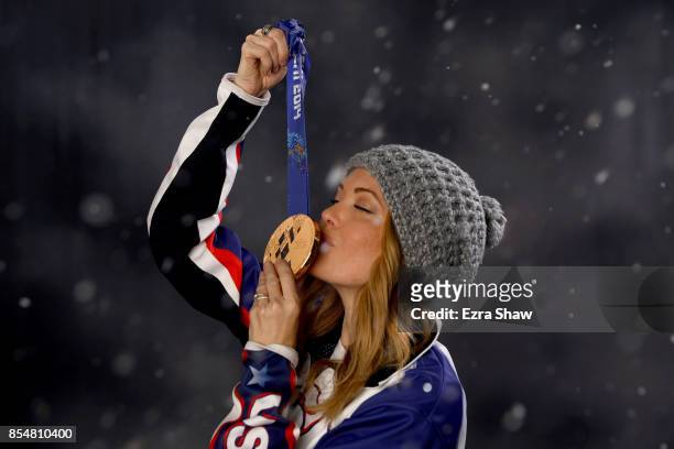 Paralympic Snowboarder Amy Purdy poses for a portrait during the Team USA Media Summit ahead of the PyeongChang 2018 Olympic Winter Games on...