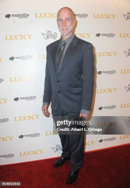 Actor Hugo Armstrong arrives for the Premiere Of Magnolia Pictures' "Lucky" held at Linwood Dunn Theater on September 26, 2017 in Los Angeles,...