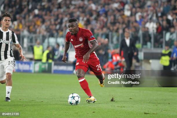 Emmanuel Emenike during the UEFA Champions League football match between Juventus FC and Olympiakos FC at Allianz Stadium on 27 September, 2017 in...