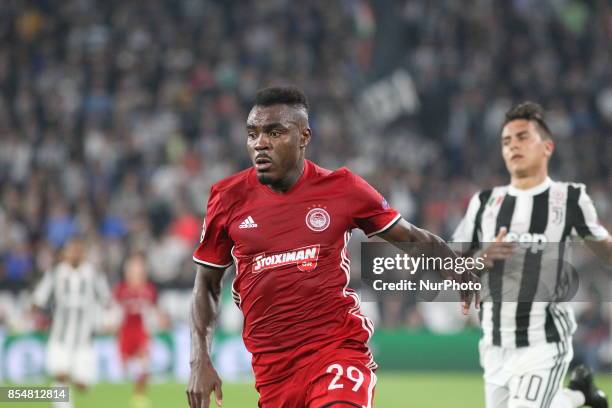 Emmanuel Emenike during the UEFA Champions League football match between Juventus FC and Olympiakos FC at Allianz Stadium on 27 September, 2017 in...