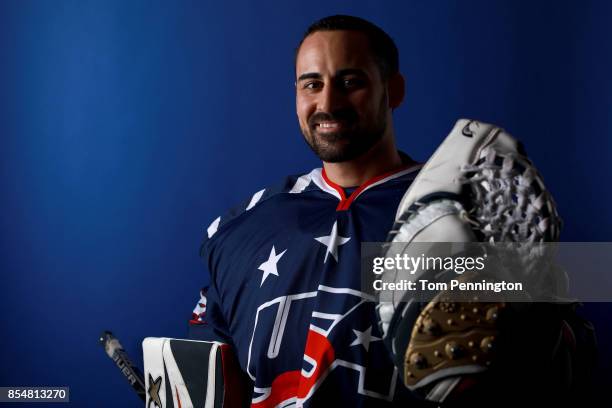 Sled Hockey Player Steve Cash poses for a portrait during the Team USA Media Summit ahead of the PyeongChang 2018 Olympic Winter Games on September...