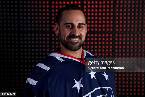 Sled Hockey Player Steve Cash poses for a portrait during the Team USA Media Summit ahead of the PyeongChang 2018 Olympic Winter Games on September...