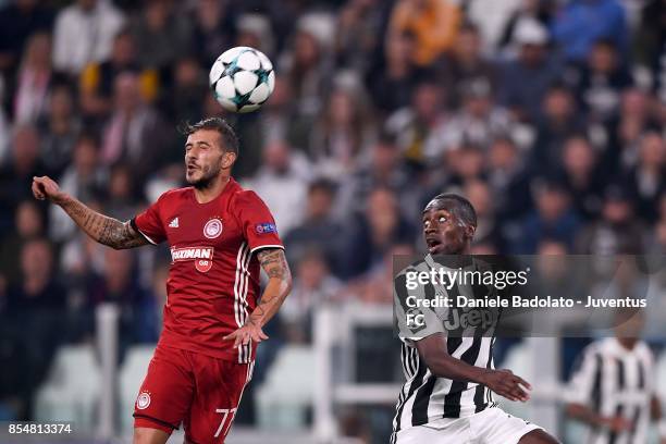 Diogo Figueiras of Olympiacos in action during the UEFA Champions League group D match between Juventus and Olympiakos Piraeus at Allianz Stadium on...