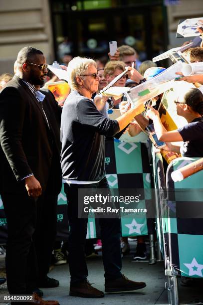 Actor Harrison Ford leaves the "AOL Build" taping at the AOL Studios on September 27, 2017 in New York City.