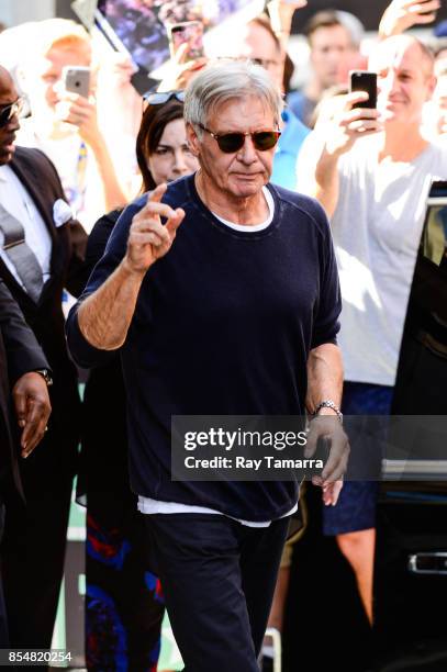 Actor Harrison Ford leaves the "AOL Build" taping at the AOL Studios on September 27, 2017 in New York City.