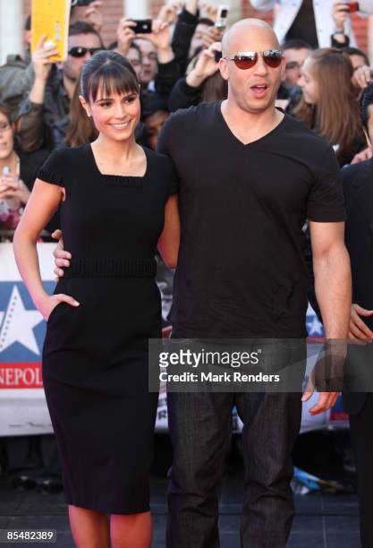 Jordana Brewster and Vin Diesel attends "Fast & Furious 4" Photocall at Lomme - Kinepolis on March 18, 2009 in Lille, France.